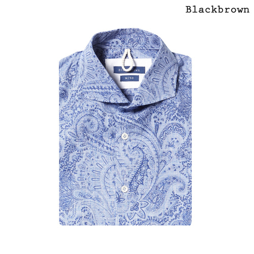 (LEGGIUNO) 페이즐리 투톤 프린트 코튼셔츠 [BLUE]블랙브라운