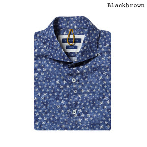 (LEGGIUNO) 기하학프린트 코튼셔츠[BLUE]블랙브라운
